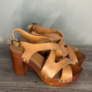 Madden Girl cognac Leather Mules